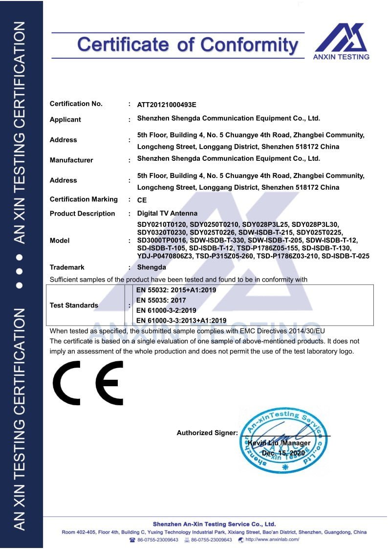 CE Conformity Certification