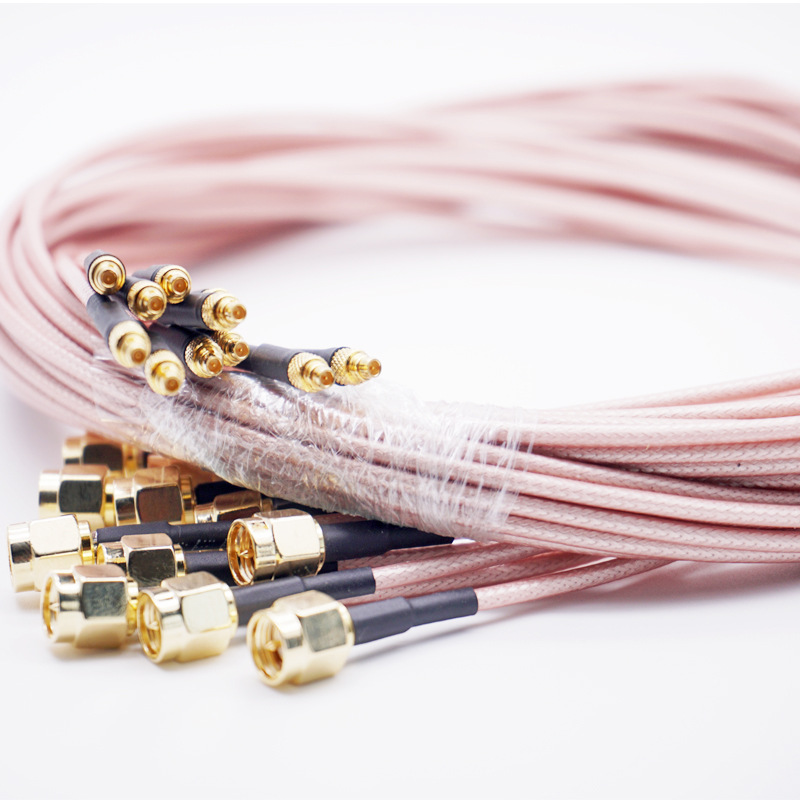 A close-up of a high-quality 50 ohm coaxial cable cross-section