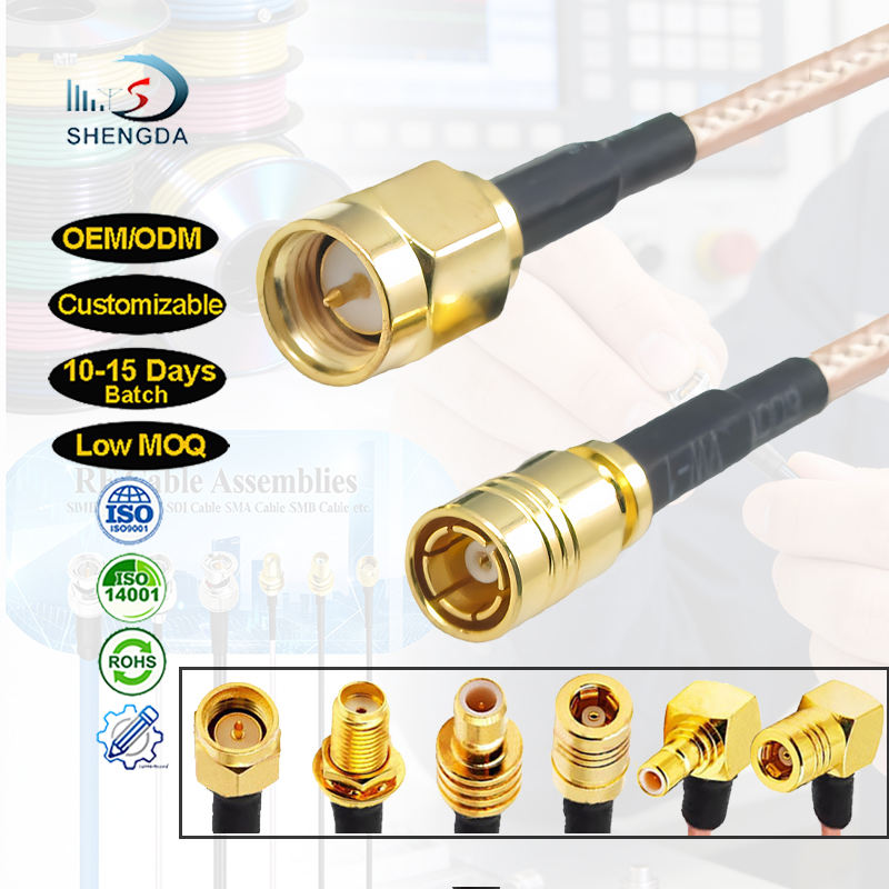 RF Cable Assembly RG316 Coaxial Cable SMA to SMB Plug RF Connector Pigtail Signal Low Loss Customizable Communication Cable