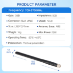 High Gain Foldable 700- 3700MHz Wireless External Router Antenna Omni Directional Cellular Wifi 3G GSM 4G LTE 5G Rubber Antenna