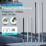 Custom 433MHZ 3dBi ISM Low Loss Long Range Transimission High Gain Outdoor Waterproof Omni Directional Fiberglass Antenna