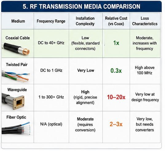 RF Transmission Media Comparison Different types of RF transmission media comparison