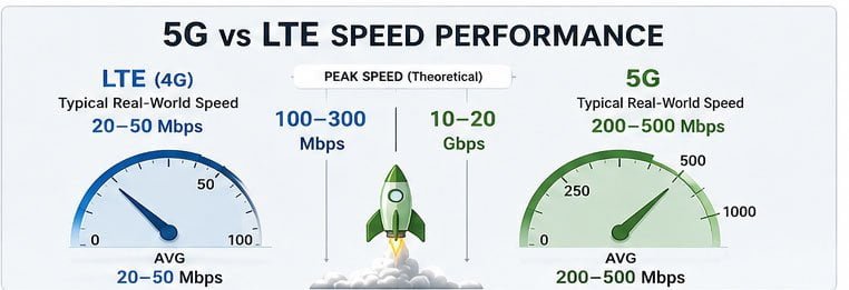 Mobile data speed comparison chart