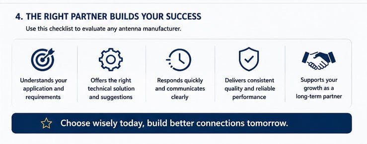 Criteria for comparing antenna suppliers Comparison chart of antenna manufacturers