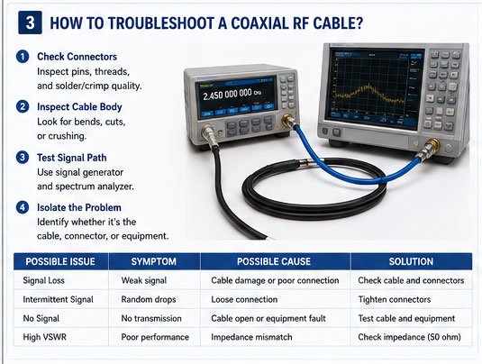 RF cable troubleshooting process Troubleshooting RF cable connections