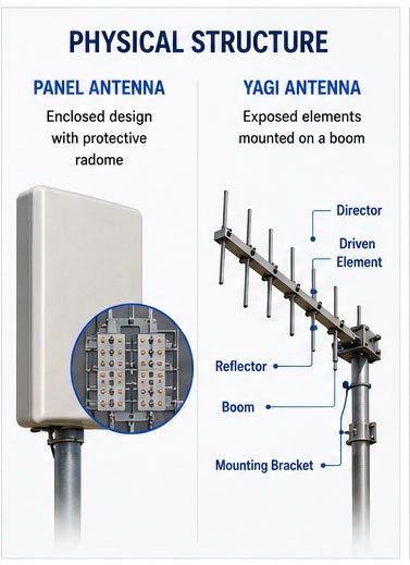 radiation pattern comparison showing coverage differences gain pattern comparison chart panel vs yagi
