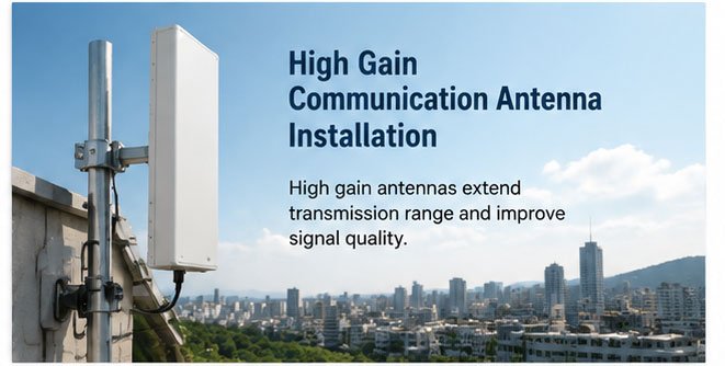 high gain communication antenna installation on rooftop