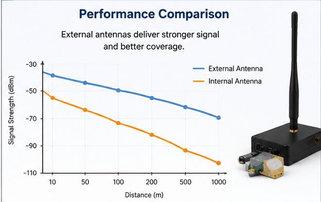 PCB internal antenna design inside smartphone versus external dipole antenna on router