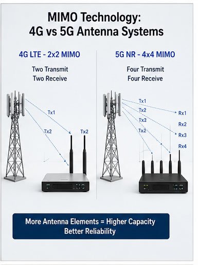 4G and 5G Antenna Technical Parameter Guide Technical antenna specifications chart showing frequency VSWR and gain measurements