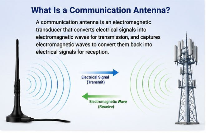 communication antenna converting electromagnetic waves and electrical signals